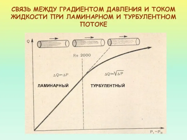 СВЯЗЬ МЕЖДУ ГРАДИЕНТОМ ДАВЛЕНИЯ И ТОКОМ ЖИДКОСТИ ПРИ ЛАМИНАРНОМ И ТУРБУЛЕНТНОМ ПОТОКЕ ЛАМИНАРНЫЙ ТУРБУЛЕНТНЫЙ