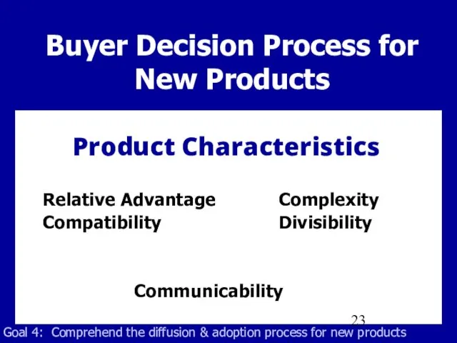 Product Characteristics Buyer Decision Process for New Products Relative Advantage Compatibility