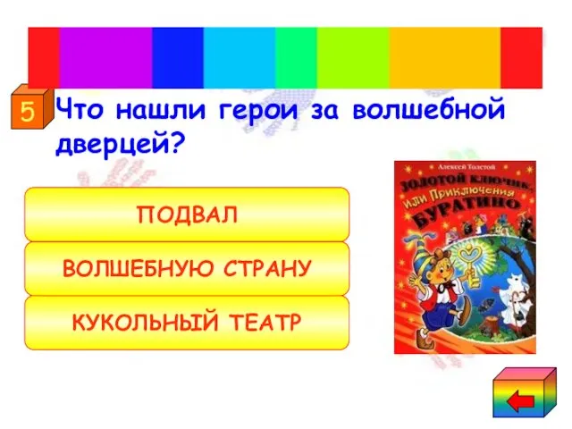 Что нашли герои за волшебной дверцей? КУКОЛЬНЫЙ ТЕАТР ВОЛШЕБНУЮ СТРАНУ ПОДВАЛ