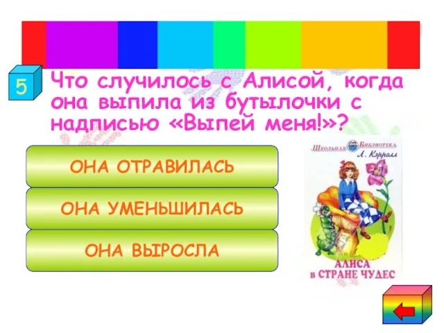 Что случилось с Алисой, когда она выпила из бутылочки с надписью