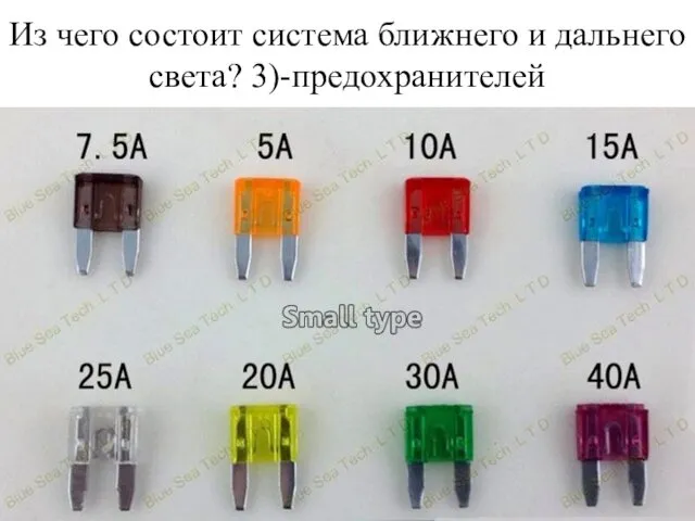 Из чего состоит система ближнего и дальнего света? 3)-предохранителей