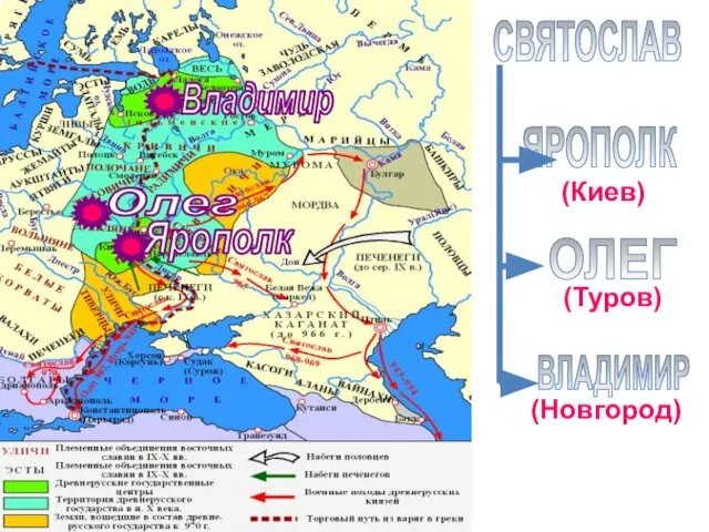 СВЯТОСЛАВ ВЛАДИМИР ЯРОПОЛК ОЛЕГ Ярополк Олег Владимир (Киев) (Туров) (Новгород)