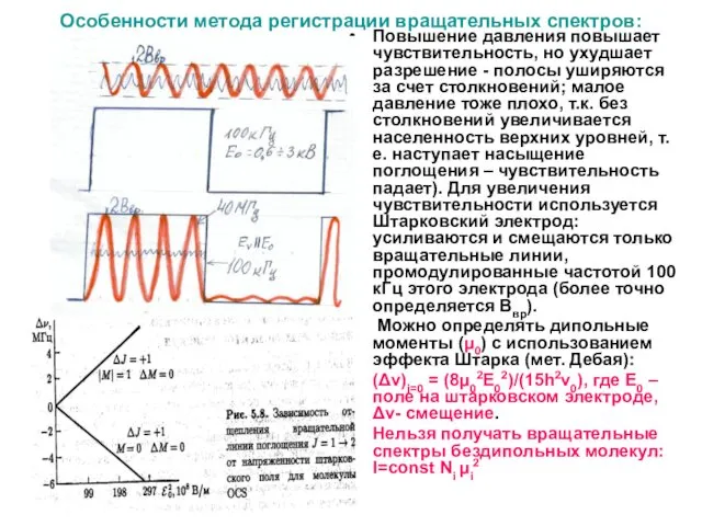 Особенности метода регистрации вращательных спектров: Повышение давления повышает чувствительность, но ухудшает