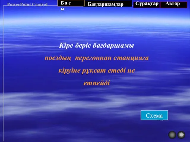 PowerPoint Central Кіре беріс бағдаршамы поездың перегоннан станцияға кіруіне рұқсат етеді не етпейді Схема