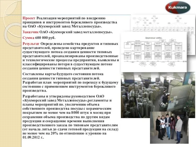 Проект Реализация мероприятий по внедрению принципов и инструментов бережливого производства на