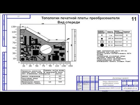 Топология печатной платы преобразователя Вид спереди 11