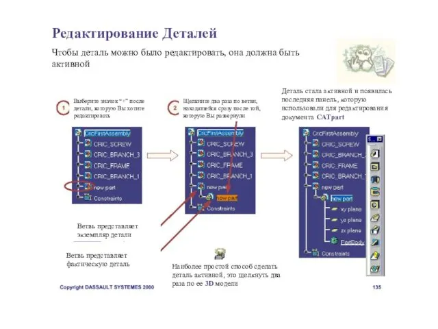 Редактирование Деталей Чтобы деталь можно было редактировать, она должна быть активной