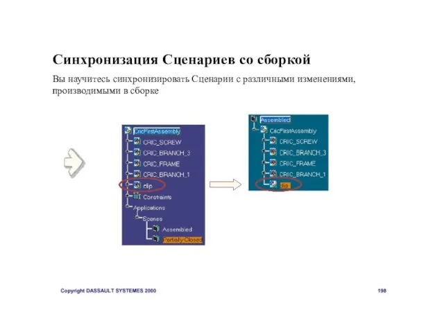 Синхронизация Сценариев со сборкой Вы научитесь синхронизировать Сценарии с различными изменениями, производимыми в сборке