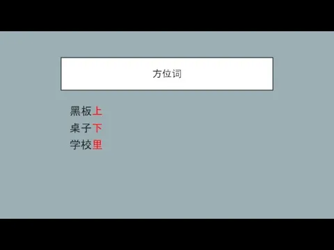 方位词 黑板上 桌子下 学校里