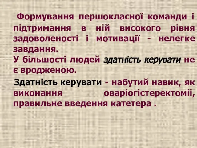 Формування першокласної команди і підтримання в ній високого рівня задоволеності і