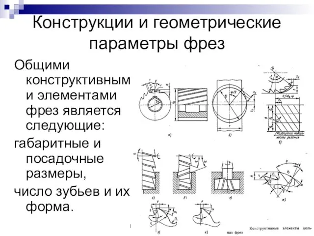 МРСиИ Ромашев А.Н. Конструкции и геометрические параметры фрез Общими конструктивными элементами