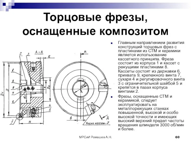 МРСиИ Ромашев А.Н. Главным направлением развития конструкций торцовых фрез с пластинами