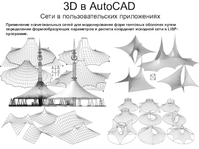 3D в AutoCAD Сети в пользовательских приложениях Применение полигональных сетей для