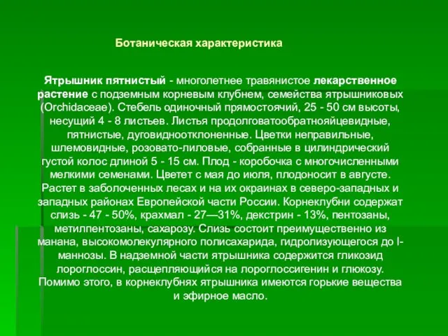 Ятрышник пятнистый - многолетнее травянистое лекарственное растение с подземным корневым клубнем,