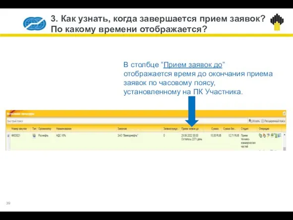 3. Как узнать, когда завершается прием заявок? По какому времени отображается?