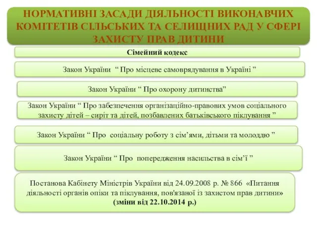 НОРМАТИВНІ ЗАСАДИ ДІЯЛЬНОСТІ ВИКОНАВЧИХ КОМІТЕТІВ СІЛЬСЬКИХ ТА СЕЛИЩНИХ РАД У СФЕРІ