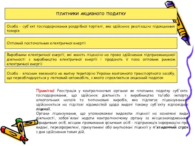 ПЛАТНИКИ АКЦИЗНОГО ПОДАТКУ Особа - суб'єкт господарювання роздрібної торгівлі, яка здійснює