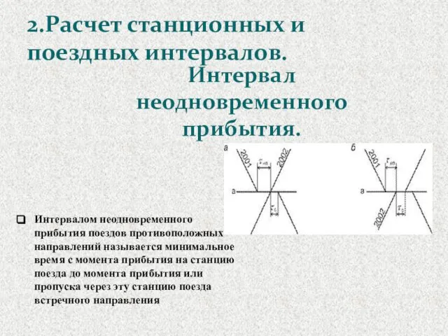 2.Расчет станционных и поездных интервалов. Интервалом неодновременного прибытия поездов противоположных направлений