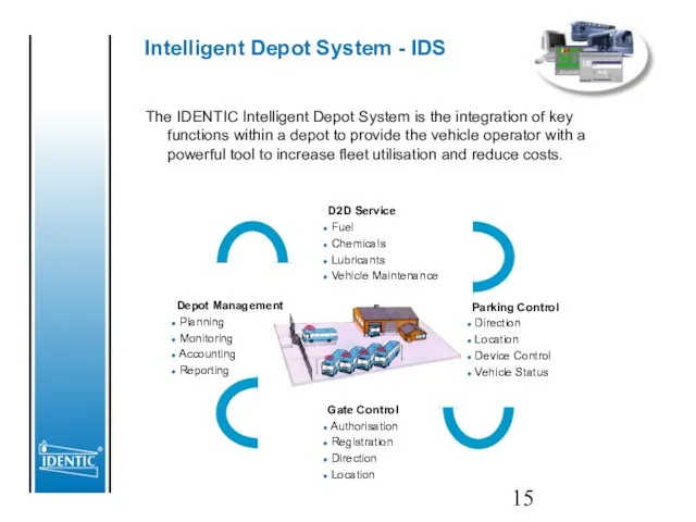 The IDENTIC Intelligent Depot System is the integration of key functions