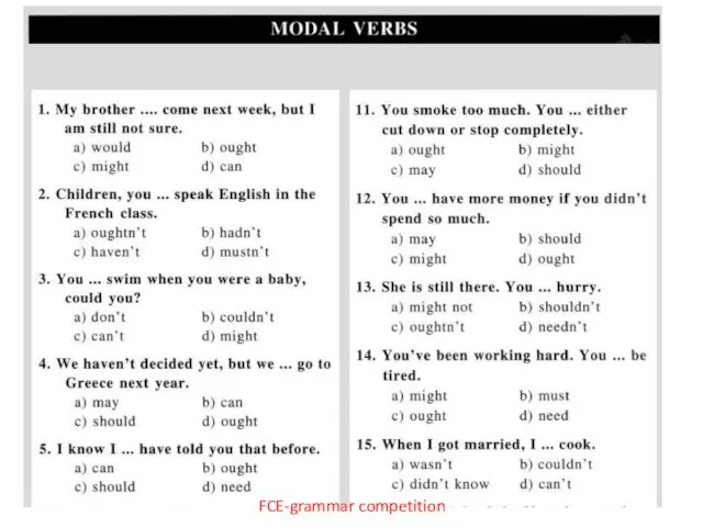 FCE-grammar competition