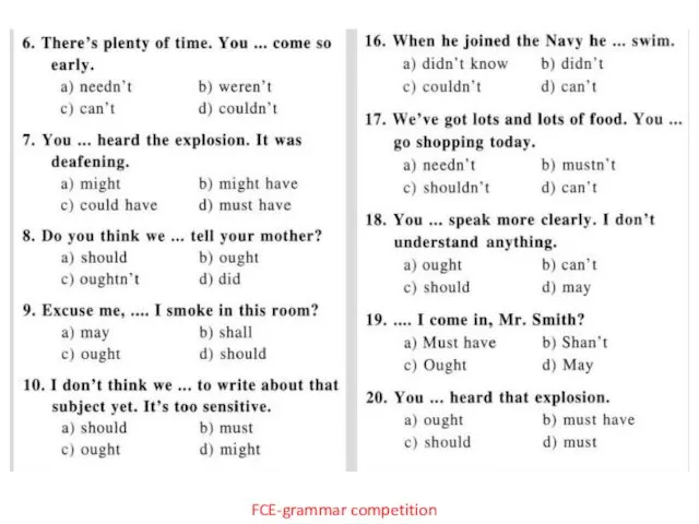 FCE-grammar competition