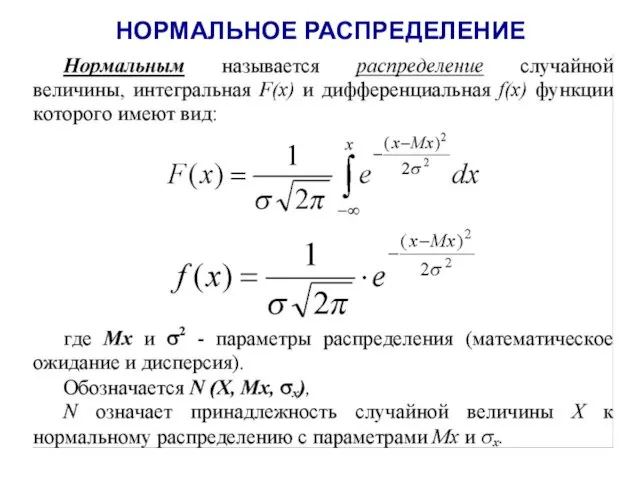 НОРМАЛЬНОЕ РАСПРЕДЕЛЕНИЕ