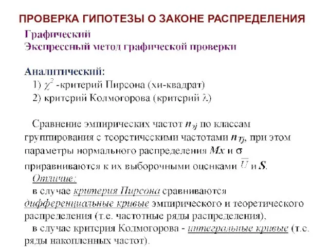 ПРОВЕРКА ГИПОТЕЗЫ О ЗАКОНЕ РАСПРЕДЕЛЕНИЯ