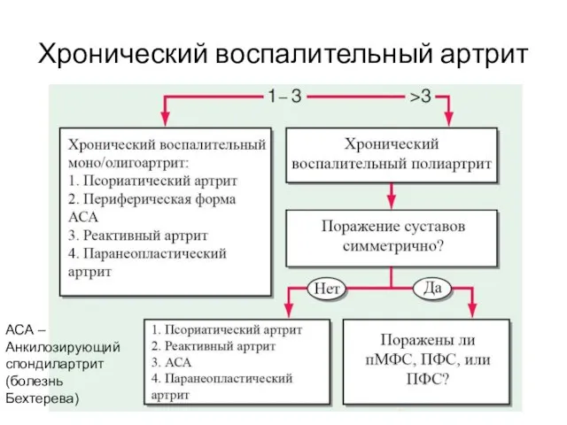 Хронический воспалительный артрит АСА – Анкилозирующий спондилартрит (болезнь Бехтерева)