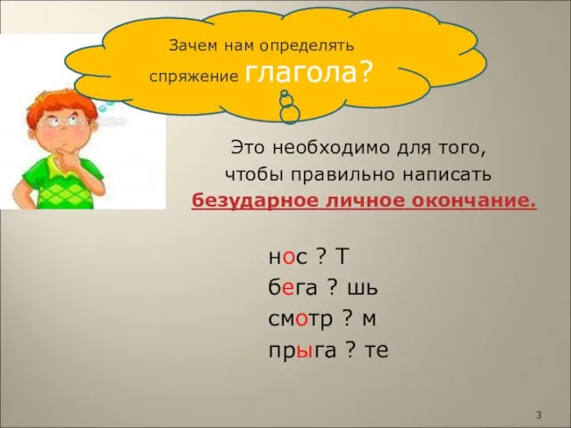 Это необходимо для того, чтобы правильно написать безударное личное окончание. нос