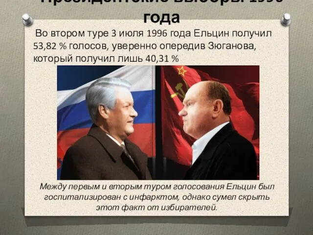 Президентские выборы 1996 года Во втором туре 3 июля 1996 года