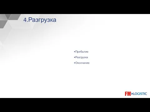 Прибытие Разгрузка Окончание 4.Разгрузка