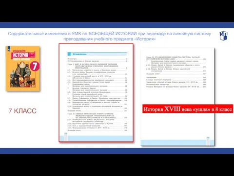 Содержательные изменения в УМК по ВСЕОБЩЕЙ ИСТОРИИ при переходе на линейную