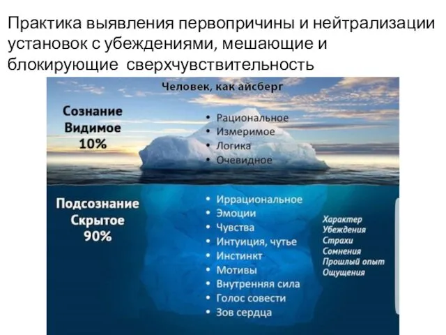 Практика выявления первопричины и нейтрализации установок с убеждениями, мешающие и блокирующие сверхчувствительность