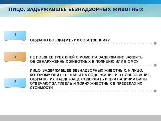 ЛИЦО, ЗАДЕРЖАВШЕЕ БЕЗНАДЗОРНЫХ ЖИВОТНЫХ ОБЯЗАНО ВОЗВРАТИТЬ ИХ СОБСТВЕННИКУ НЕ ПОЗДНЕЕ ТРЕХ