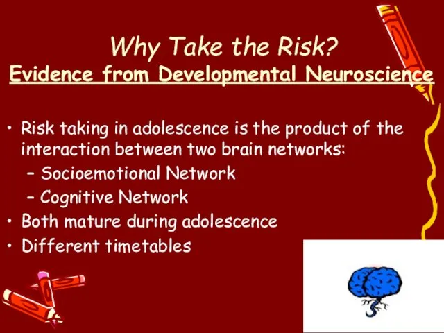Why Take the Risk? Evidence from Developmental Neuroscience Risk taking in