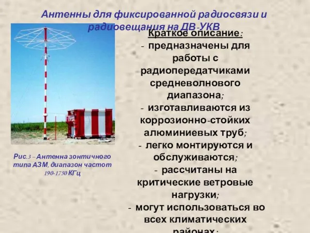 Антенны для фиксированной радиосвязи и радиовещания на ДВ-УКВ Рис.3 – Антенна