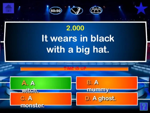 It wears in black with a big hat. D. A ghost.