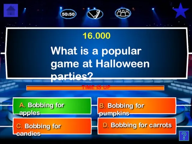 What is a popular game at Halloween parties? D. Bobbing for