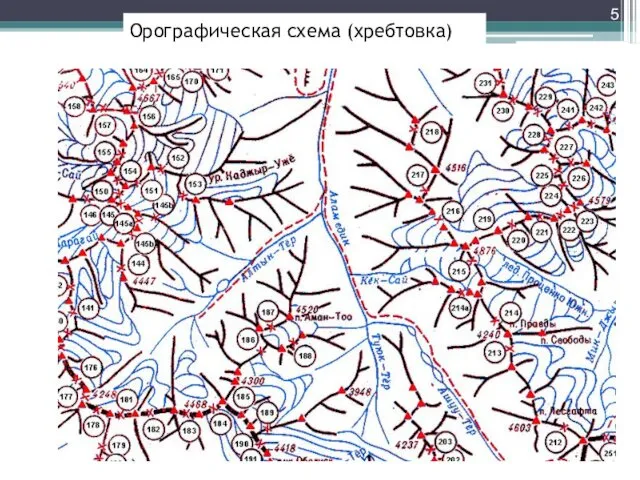 Орографическая схема (хребтовка)