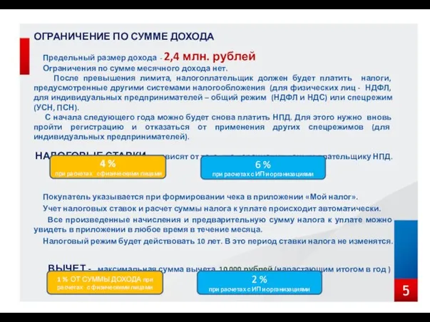 ОГРАНИЧЕНИЕ ПО СУММЕ ДОХОДА Предельный размер дохода - 2,4 млн. рублей