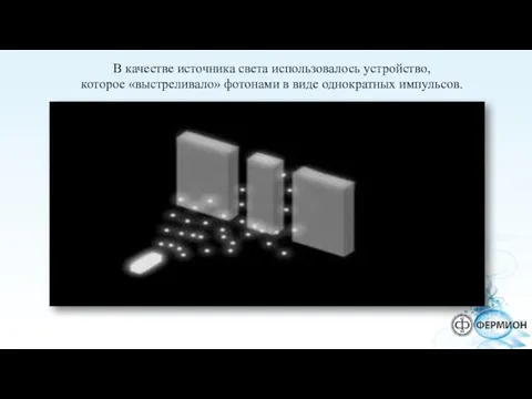 В качестве источника света использовалось устройство, которое «выстреливало» фотонами в виде однократных импульсов.