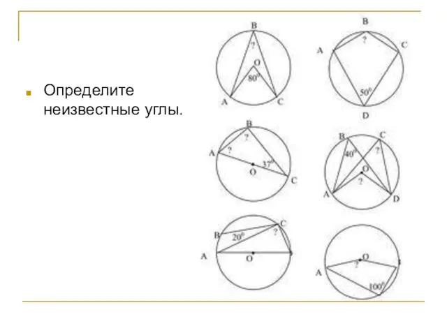 Определите неизвестные углы.