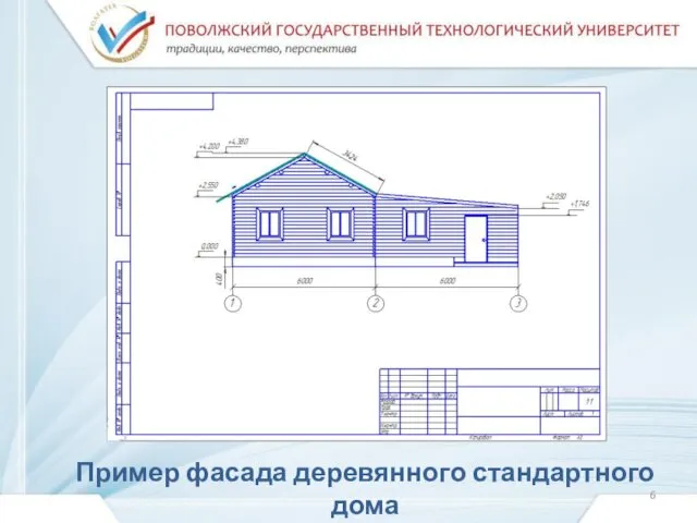 Пример фасада деревянного стандартного дома