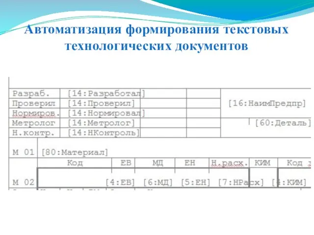 Автоматизация формирования текстовых технологических документов