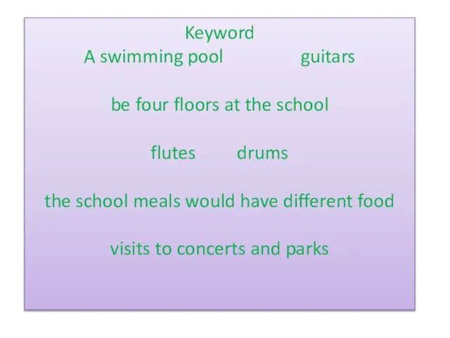 Keyword A swimming pool guitars be four floors at the school