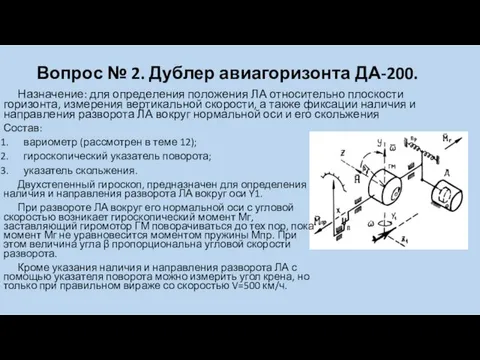 Вопрос № 2. Дублер авиагоризонта ДА-200. Состав: вариометр (рассмотрен в теме