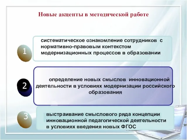 Новые акценты в методической работе 3 выстраивание смыслового ряда концепции инновационной