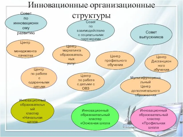 Инновационные организационные структуры Совет по инновационному развитию Совет по взаимодействию с