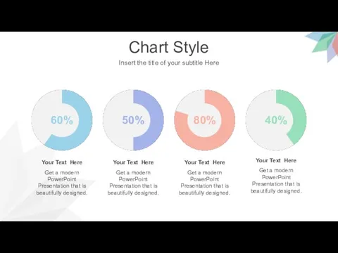 Chart Style Insert the title of your subtitle Here 40% 80% 60% 50%