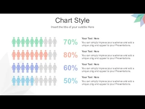 Chart Style Insert the title of your subtitle Here 70% 80% 50% 60%